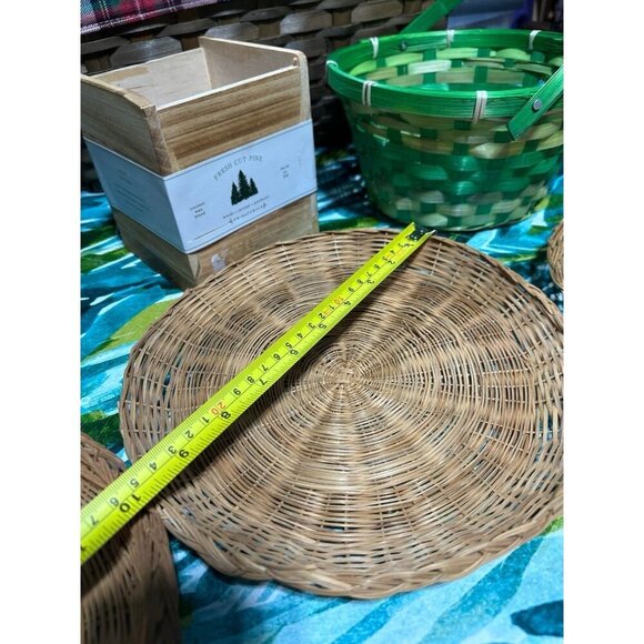 Lot of 9 Wooden / Wicker decorative baskets - Picture 8 of 12